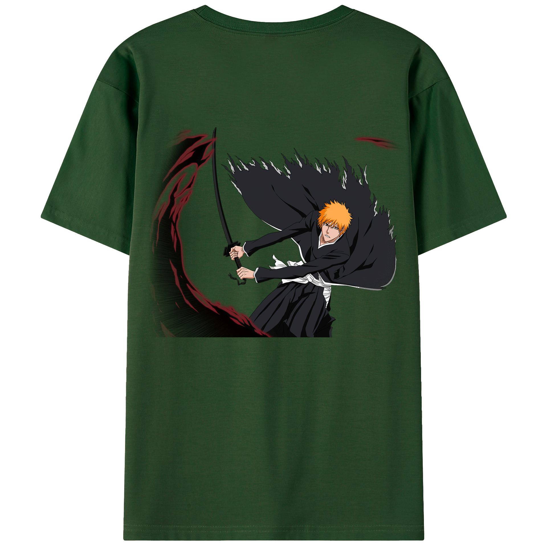 （画像用） ブリーチ 黒崎一護（くろさき いちご）BLEACH Kurosaki Ichigo 綿100％半袖Tシャツ（背面プリント）